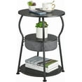 thumbnail image 1 of Table d'Appoint Ronde avec Sac de Rangement, Table d'Appoint à 3 Niveaux avec Étagères de Rangement pour Salon, 21.6 Pouces H x 15.7 Pouces W Petite Table d'Angle Vintage pour Petits Espaces Table de Chevet Chambre, 1 of 8