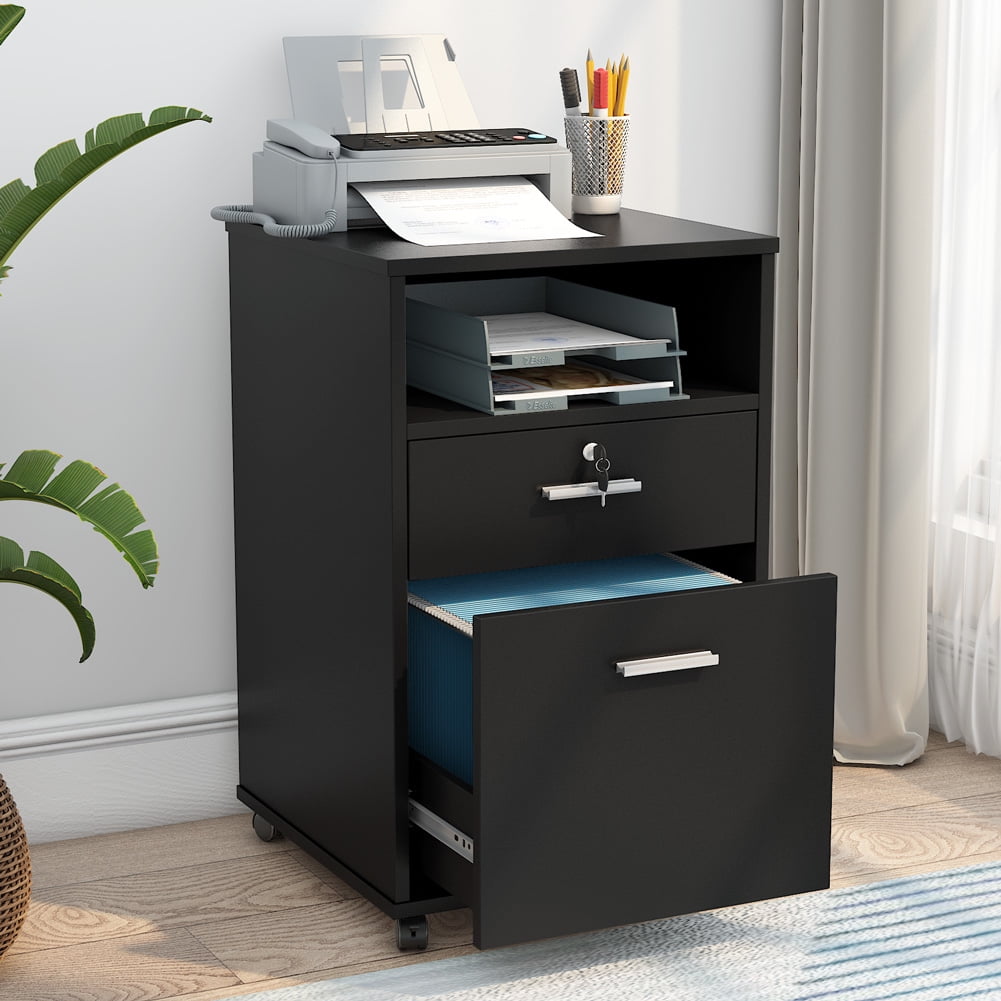 Details about   2-Drawer Rolling Mobile File Cabinet fits Letter/A4 Size with Hanging Bar 