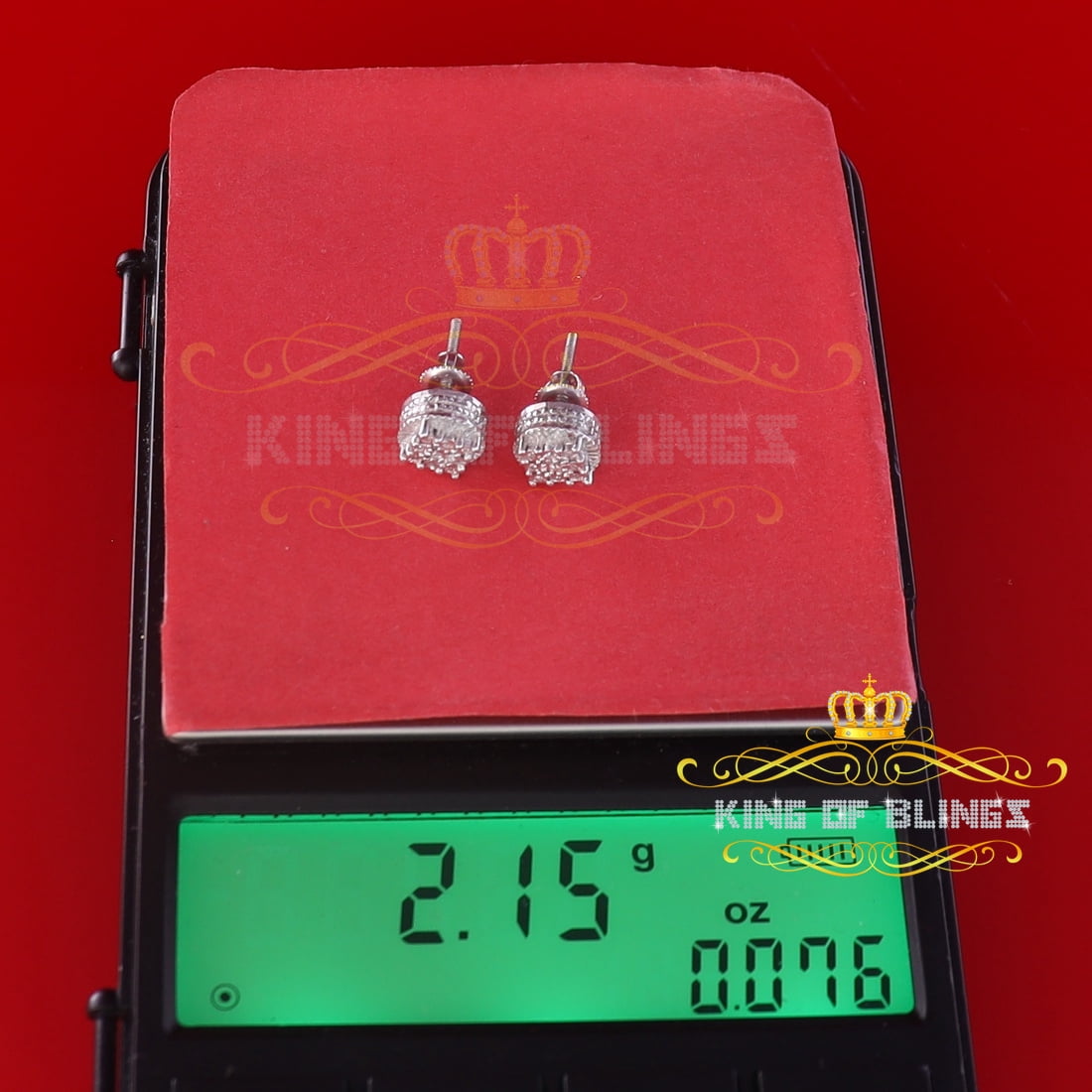 King of Bling's 0.10ct Diamond 925 Sterling Silver White For Men's & Women's Stud Round Earring