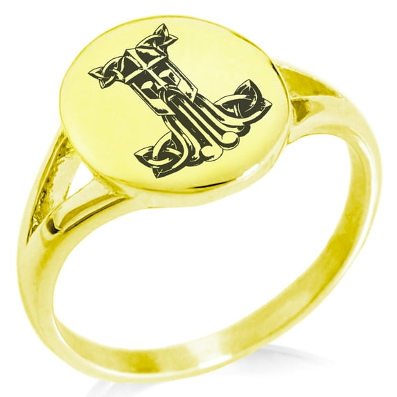 Stainless Steel Thor's Hammer Mjolnir Celtic Viking Rune Minimalist Oval Top Polished Statement Signet Ring