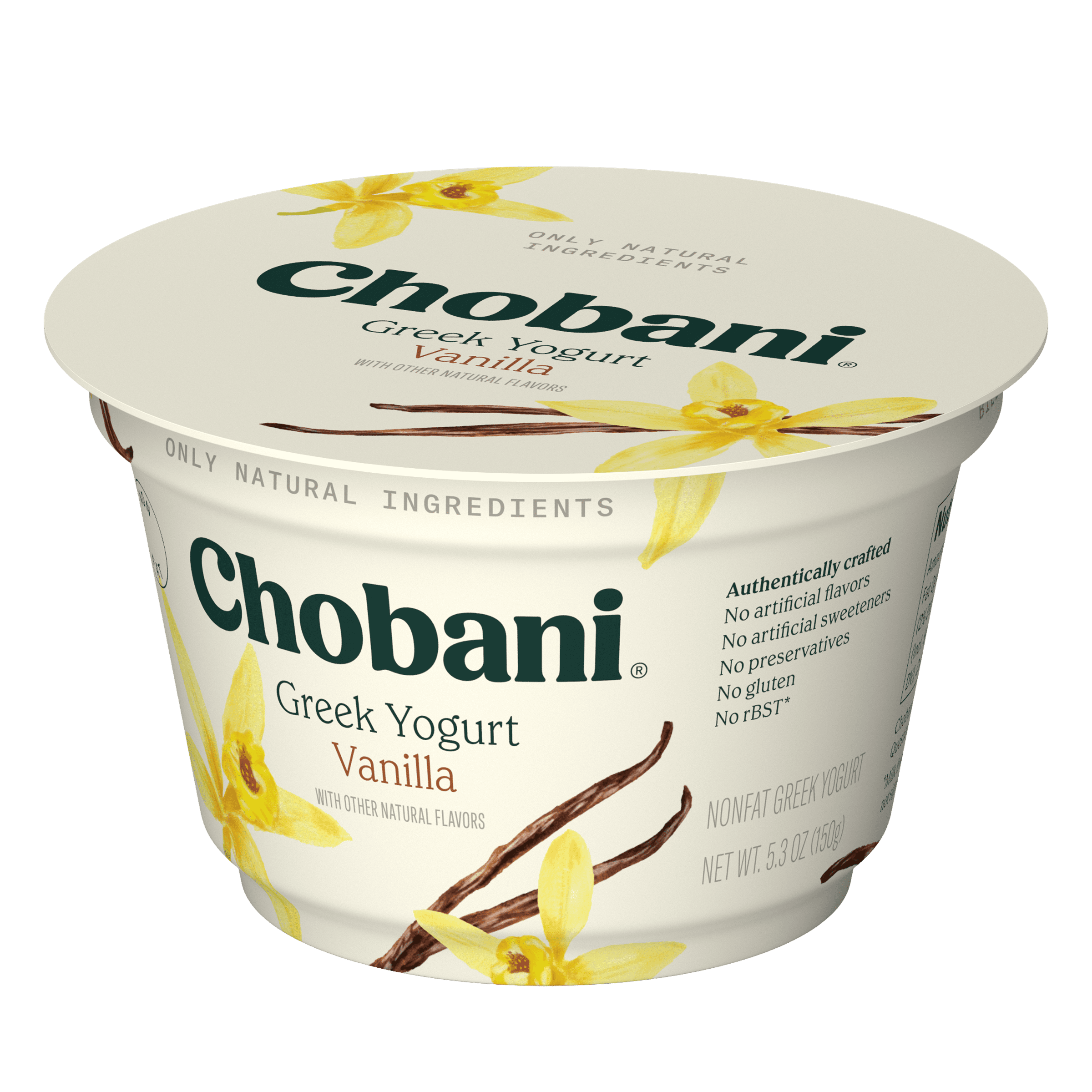 Chobani Non-Fat Greek Yogurt, Vanilla 5.3 oz Cup