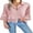 Pink, variant on Womens 3/4 Bell Sleeve Button Down Shirts Casual Ruffle Hem Tops Eyelet Blouse