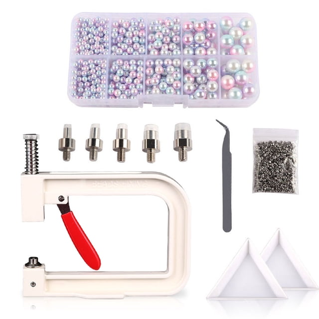Toystoory Juego de máquina de ajuste de perlas de 4-10mm, botones de remache, fijación de cuentas, sombrero, falda, camisa, pantalones, accesorio de ropa Tela de costura y artesanía Tipo 32 Toystoory HA009177-16B