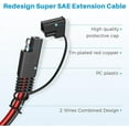 thumbnail image 2 of Pixelman SAE Extension Cable,(10AWG-6FT) Advanced Heavy Duty SAE to SAE Battery Charging Extension Cord for Motorcycle Automotive Power Trolling Motor Travel Trailer Solar Panel SAE Plug, 2 of 7