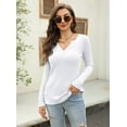 thumbnail image 6 of Sherrylily Women Waffle Knit Henley Tops Casual Long Sleeve V Neck Pullover XS-XL, 6 of 7
