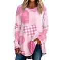 thumbnail image 2 of Women's Loose Round Neck Fashionable Valentine's Day Printed Long Sleeve T-Shirt Top Pullover Pink XXXL, 2 of 5
