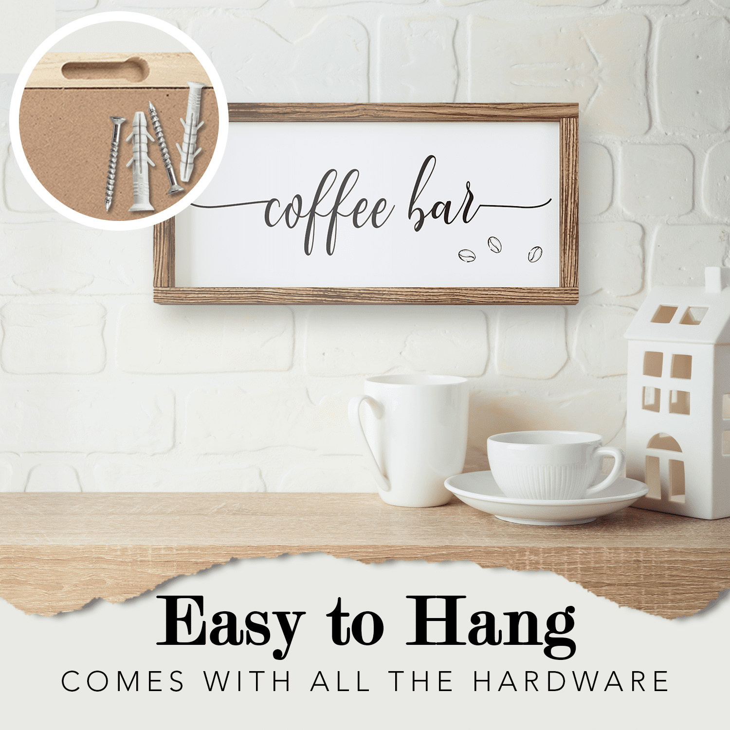 Baihui Coffee Bar Wall Decor Sign for Kitchen Farmhouse Wood Coffee Bar  Accessories Coffee Station Decorations Coffee Bar Essentials (Type 2 (White)