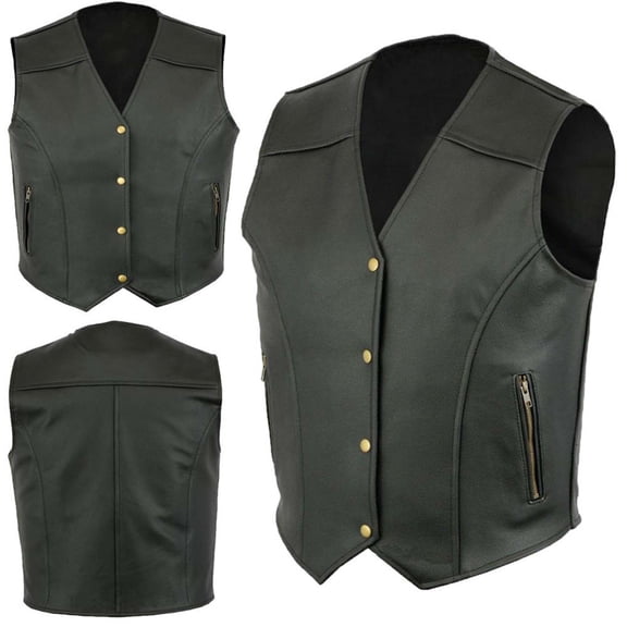 Zysthvn Casual Men Jacket Lightweight Leather Dress Fall Men Vest with Pockets V-Neck Solid Outdoor Vests, Black L