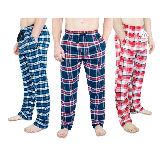 Men Ultra Soft Flannel Plaid Pajama Lounge | Brooklyn Jax Sleep Pants | 3 Pack, Size XL
