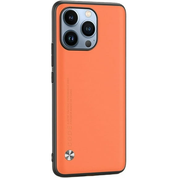PU Leather Solid Color Ultra Thin Personality Phone Case for iPhone 13 Pro Max 12 11 X XS XR 8 7, Shockproof Phone Back Cover(Orange,11 Pro)