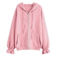 thumbnail image 6 of hotojiny Sweatshirt for Women Fall Zip up Hoodies Lightweight Ruffle Long Sleeve Workout Jackets Fashion Clothing, 6 of 6