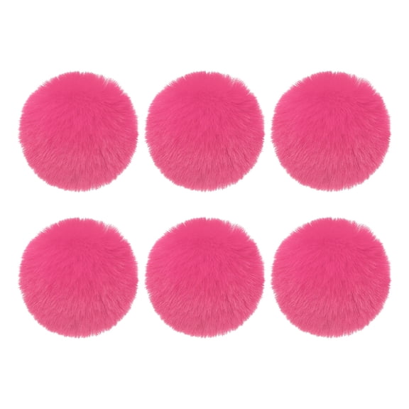 Uxcell Faux Fur Pom Poms for Hats, 6 Pcs Fluffy Soft Fur Poms Balls with Elastic Loop for Keychain Knitting Hats DIY Scarves Gloves Bag Christmas, Light Red
