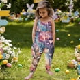 thumbnail image 4 of Kids Girl Sleeveless Romper Jumpsuit Easter Bunny Watercolor Print Harem Pants Soft Stretchy,Size 5 T, 4 of 7