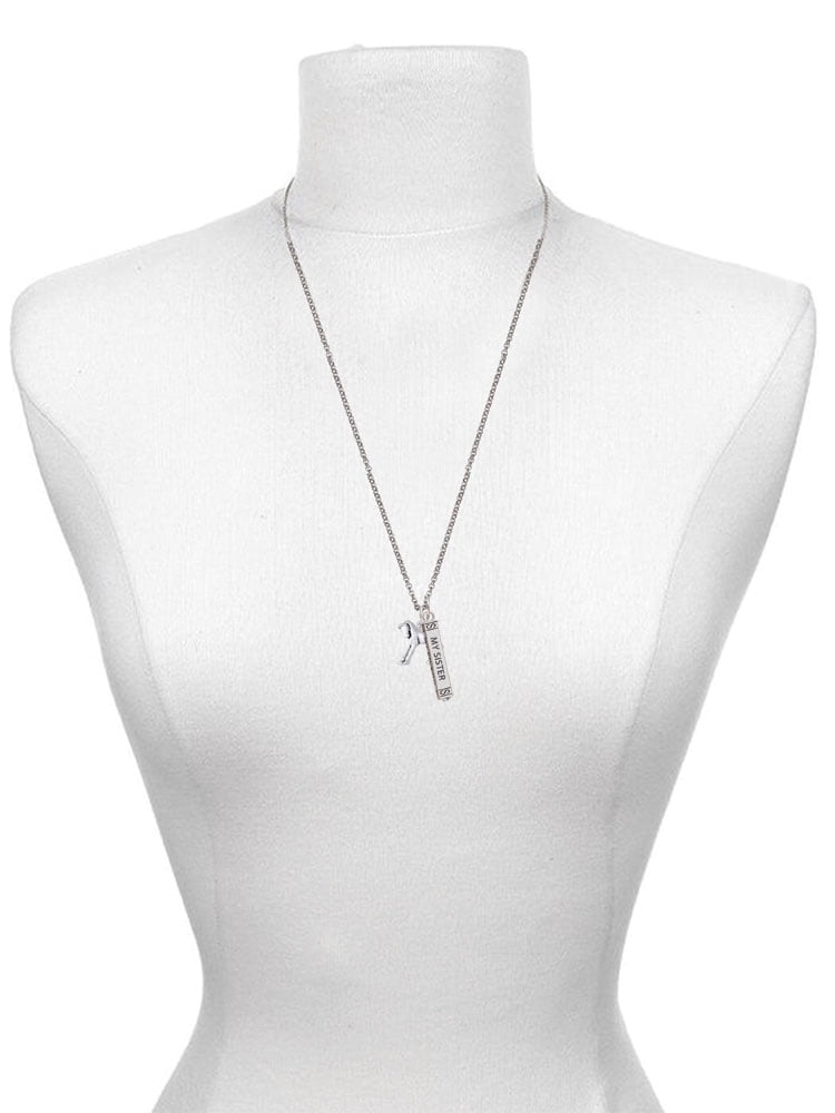 Delight Jewelry Silvertone Equestrian Horse Silvertone Always My Sister Bar Charm Necklace, 23"