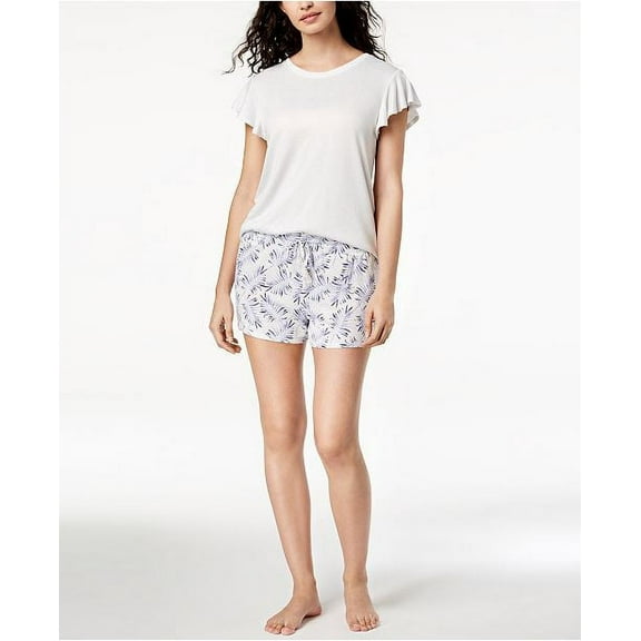 Ande Whisperluxe Flutter-Sleeve Pajama Top White XL