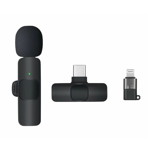 Rechargeable Lavalier Wireless Microphone with Plug-and-Play Auto-Connect, 65ft Range, Noise Reduction & Real-Time Clear Voice Sync for iPhone, Android, iPad - Type-C to Lightning Adapter Included,