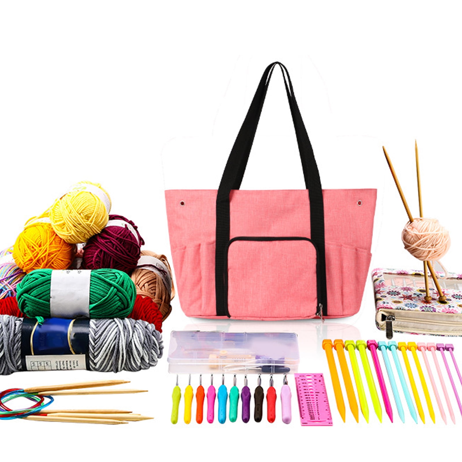 RUISINERY Crochet Bag Large Capacity Yarn Bag Crochet Storage Bag for Knitting Crocheting Organize Knitting Accessories