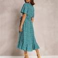 thumbnail image 5 of Sngxgn Women's Summer Long Sleeve Dress Crewneck Lace Flowy Tiered Midi Dresses(Blue,M), 5 of 7