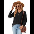 thumbnail image 3 of Blusas de Larga con Cuello en V para Mujer, Blusas Casuales Tipo Jersey, Blusas Holgadas y Elegantes, Blusas Tipo Túnica para Otoño. Negro M, 3 of 10