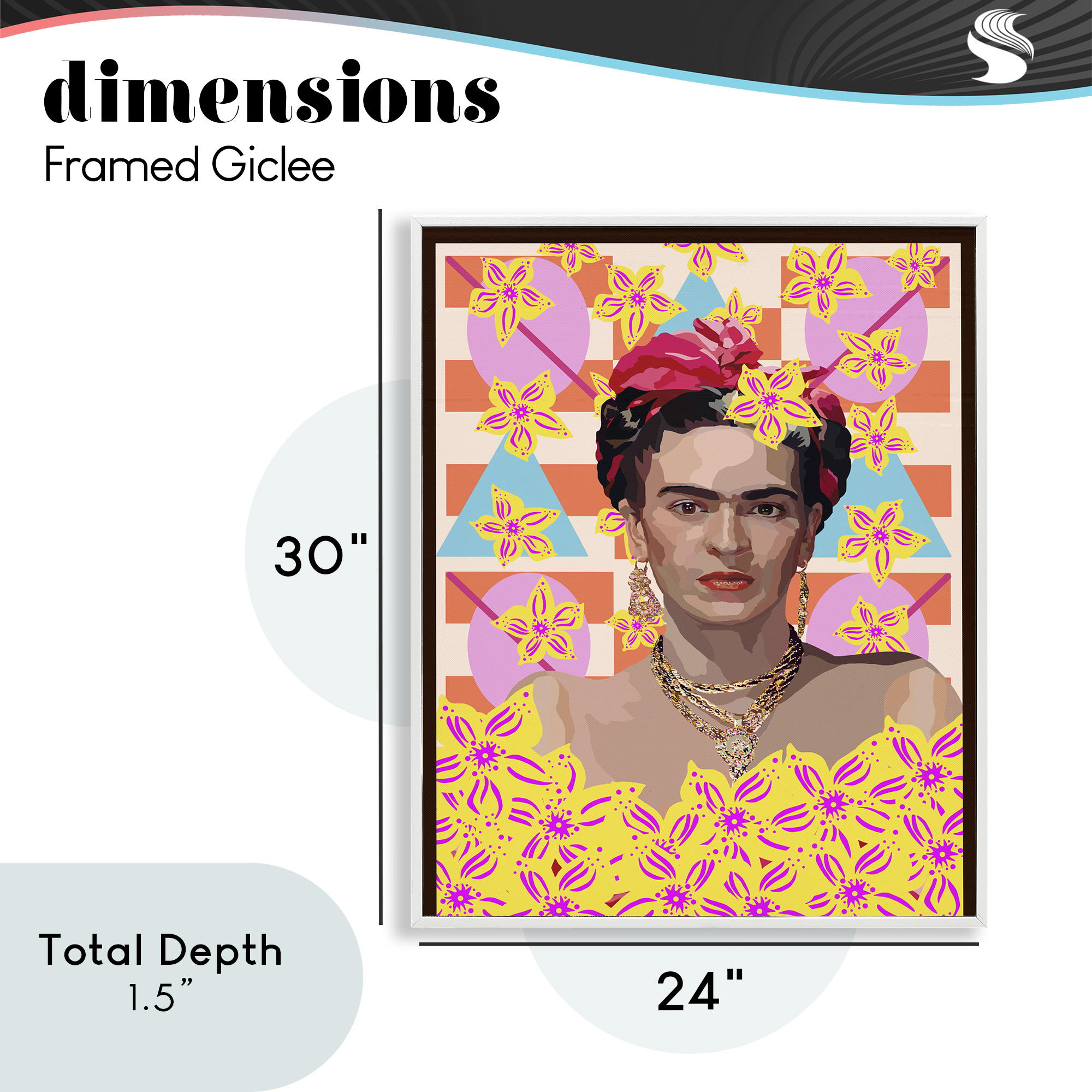 Frida's Floral Journey White Framed Giclee Art, design by Lynnda Rakos