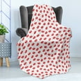 thumbnail image 4 of Lips Soft Flannel Fleece Throw Blanket, Kisses Imprint Inspired Repeating Pattern on Plain Background Romance, Cozy Plush for Indoor and Outdoor Use, 50" x 70", Scarlet White, by Ambesonne, 4 of 5