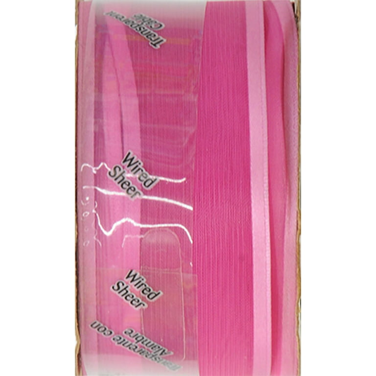 1-1/2 Inch Hot Pink Organza Ribbon Two Satin Edges