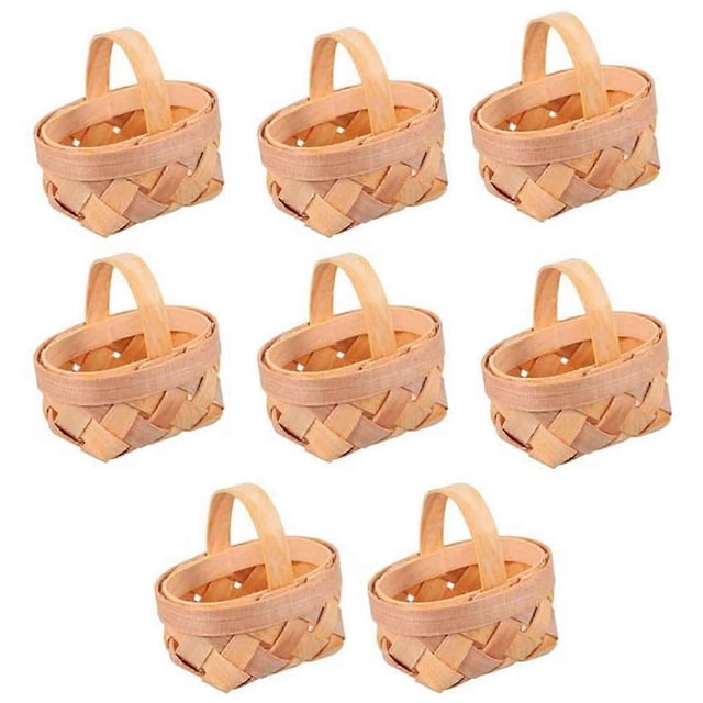 8PCS Mini Woven Baskets with Handles for Favors Crafts Decor Photo Prop