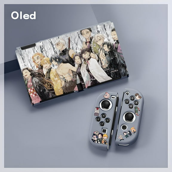 Protective Case Compatible with Nintendo Switch Oled, TPU Case Accessory for Switch Console and Grip Joy-Con, Switch Protector, Demon Slayer