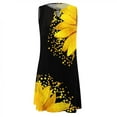 thumbnail image 3 of Femmes Robe d'Été Casual O Cou Sans Manches Floral Imprimé Robe Soleil Asymétrique Ourlet en Vrac de Style Bohème Genou Longueur Robes, 3 of 5