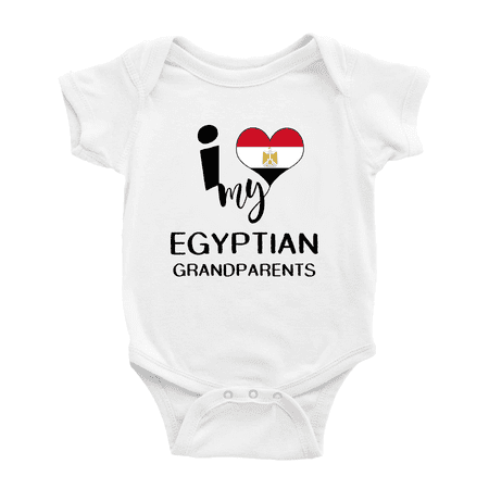 

I Heart My Egyptian Grandparents Egypt Love Flag Newborn Clothes Outfits (White 12-18 Months)