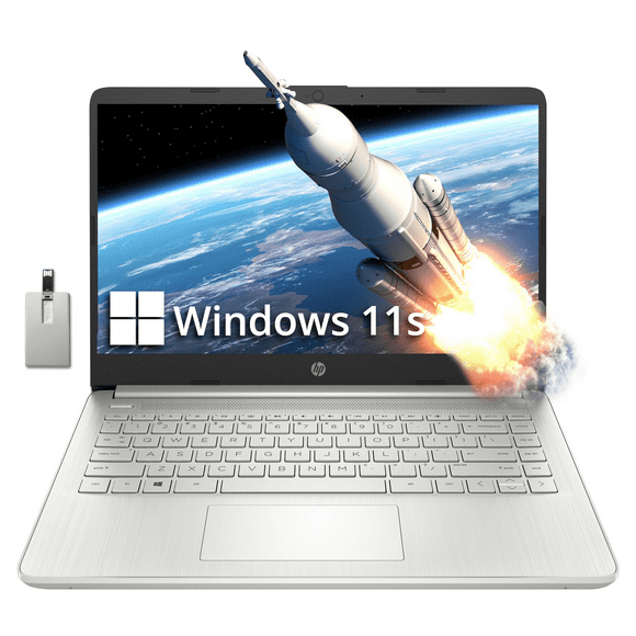 HP Stream 14" HD BrightView Laptop, Intel Celeron N4120, 4GB RAM, 256GB Storage (128GB Emmc+ 128GB USB Card), Intel UHD Graphics, 720p Webcam, Wi-Fi, 1 Year Office 365, Win 11 S, Silver