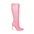 thumbnail image 2 of Steve Madden Idina Pink Crocodile Stiletto Heel Pointed Toe Kee High Dress Boots (Pink Crocodile, 11), 2 of 7