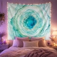 thumbnail image 2 of Aqua Geode Ring With Layered Marble Lines, Calming Abstract Style for Art Lovers, Watercolor Wall Art, Housewarming Gift, Tapestry Wall Hanging for Bedroom and Living Room, 2 of 7