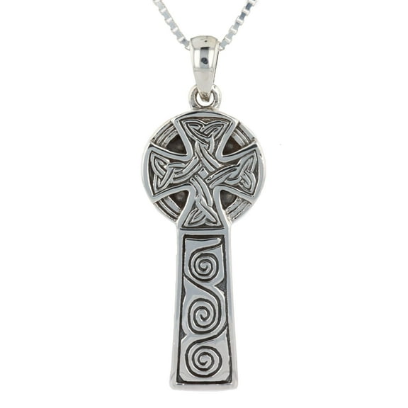 Jewelry Trends Sterling Silver Celtic Cross Pendant Necklace 18"
