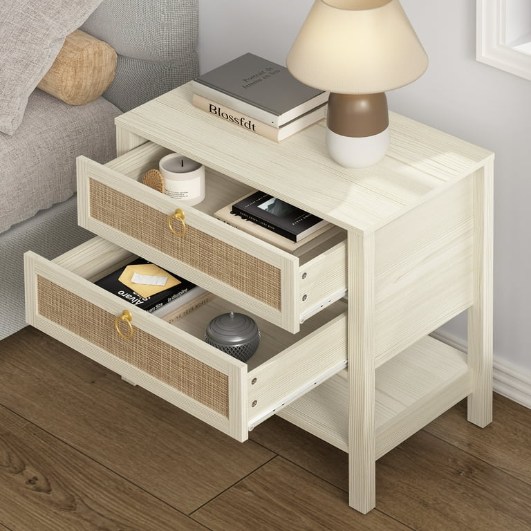 cream dresser and nightstand set Antique/vintage Henry Link white/cream wicker dresser and nightstand s –  Pacific Thrift Store main image 0