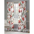 thumbnail image 4 of Red Mushrooms Sheer Curtains 108 Inch Length 2 Panels Set Window Treatments, Maple Leaves Plants Country Botanical Rod Pocket Semi Curtains for Living Room/Bedroom/Kitchen Décor, 104"W x 108"L, 4 of 7