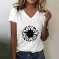 thumbnail image 2 of Womens Shirts Summer Casual V Neck Floral Print Top Short Sleeve T Shirt Womens Tops, 2 of 4