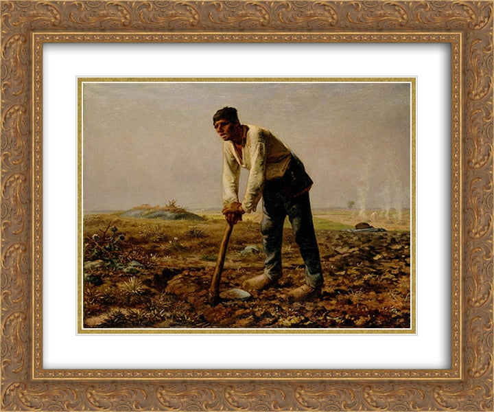Jean Francois Millet 2x Matted 24x20 Gold Ornate Framed Art Print 'Man