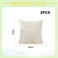 thumbnail image 2 of Funda de almohada de doble cara tipo lana con decoración de felpa, funda de almohada suave con rayas de felpa, 2 of 5