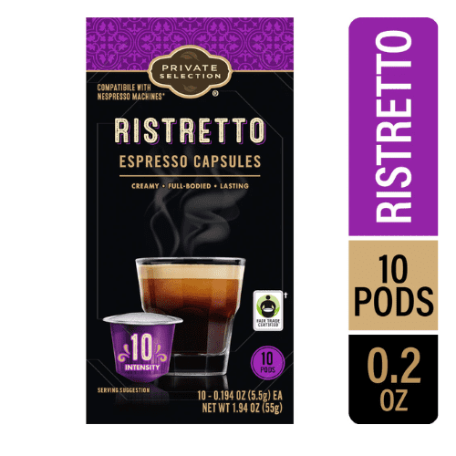 Private Selection Ristretto Espresso Coffee Pods Dark Roast, Compatible with Nespresso Machines, 10 Count , 2 Pack