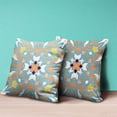 thumbnail image 3 of Amrita Sen Designs  28 x 28 in. Venetian Flower Paisley Duo Broadcloth Indoor & Outdoor Blown & Closed Pillow - Light Blue & White, 3 of 5