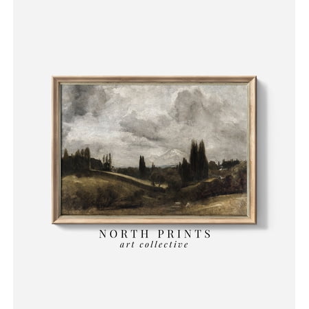 Moody English Countryside Wall Art Print With Vintage Landscape And Country Decor