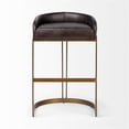thumbnail image 2 of Maklaine 29" Total Height Brown Leather Seat Gold Metal Base Stool, 2 of 6