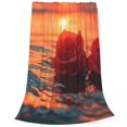 thumbnail image 2 of Fuzoiu Romantic Roses Sunset Ocean Print Ultra-Soft Micro Fleece Blanket,All Seasons Flannel Throw, Lightweight Blanket for Bed, Sofa, Couch, Movie Night, Camping, and Travel-40"x30", 2 of 7