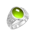 thumbnail image 3 of RYLOS Men's Rings 14K White Gold Nugget Ring with Cabochon Gemstone & Diamonds Peridot Rings For Men Size 13, 3 of 7