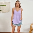 thumbnail image 3 of Pxiakgy tank top for women womens tank tops Women's Solid Color V Neck Camisole Summer Fashion Casual Eyelet Embroidery Top Purple + M, 3 of 8
