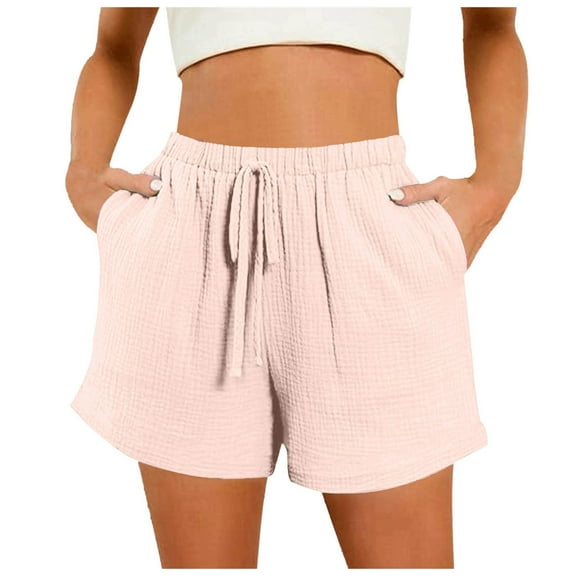 vigerkar Women Comfy Drawstring Casual Shorts with Pocketed Elastic Waist Trendy Summer Loose Lounge Beach Shorts 2025 Pink, XL