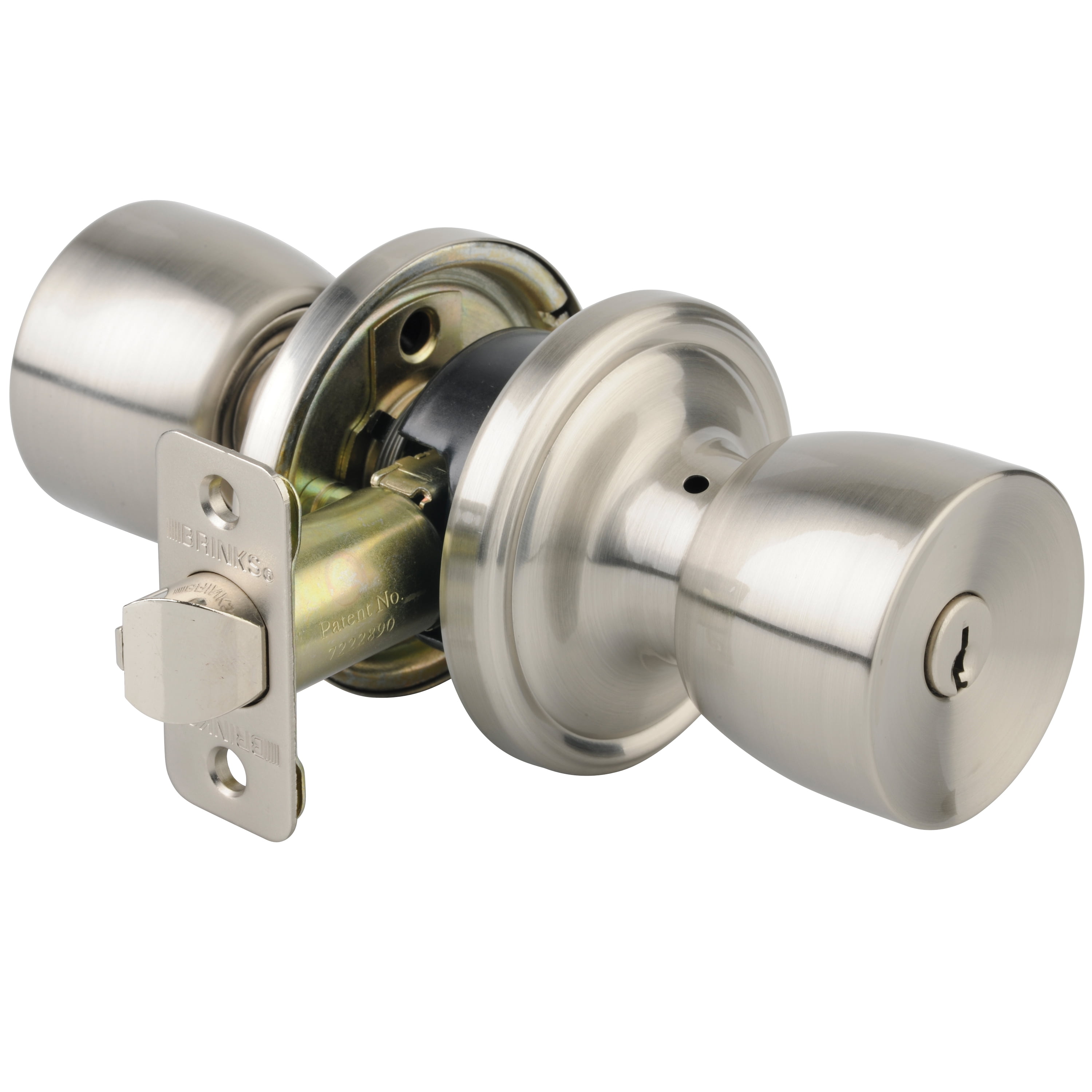 Brink's Keyed Entry Door Knob Bell, Satin Nickel