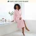 thumbnail image 5 of PAVILIA Plush Fleece Robe for Women, Soft Cozy Long Bathrobe with Satin Waffle Trim, Warm Lightweight Spa Robe, Housecoat with Pockets & Tie Belt, Pink, S/M, 5 of 10