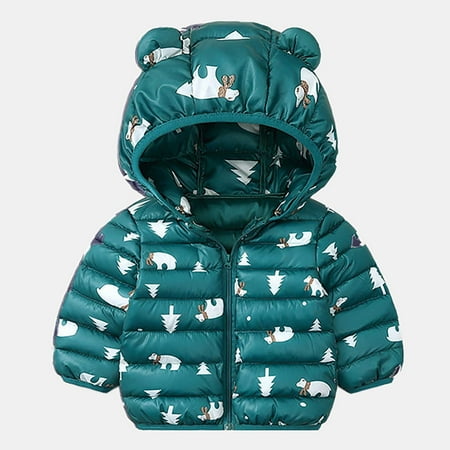 

TUOBARR Fashion Kids Coat Boys Girls Thick Coat Padded Winter Jacket Clothes Down Jacket Green(3Months-4Years)